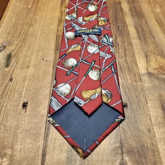 Ashford & Brooks London Golf Themed All Silk Men's Neck Tie - Picture 4 of 5